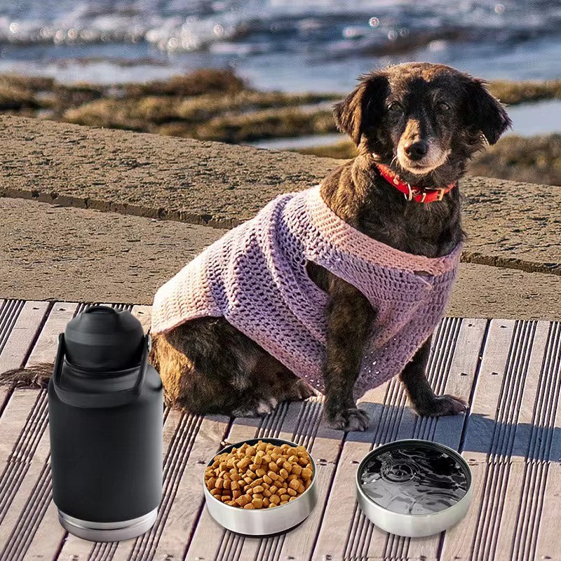 Pet Travel Water Bottle With Bowl